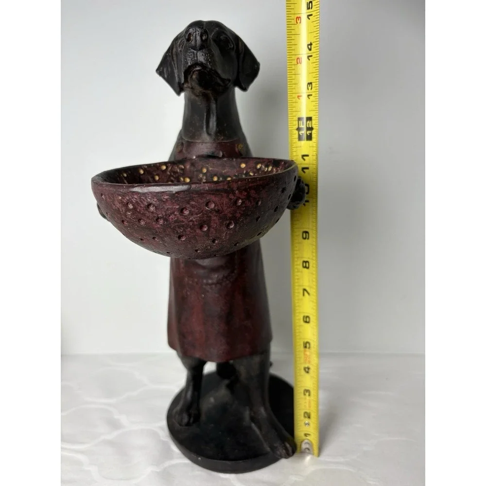 Black Labrador Dog Butler Statue Holding Bowl Server 15